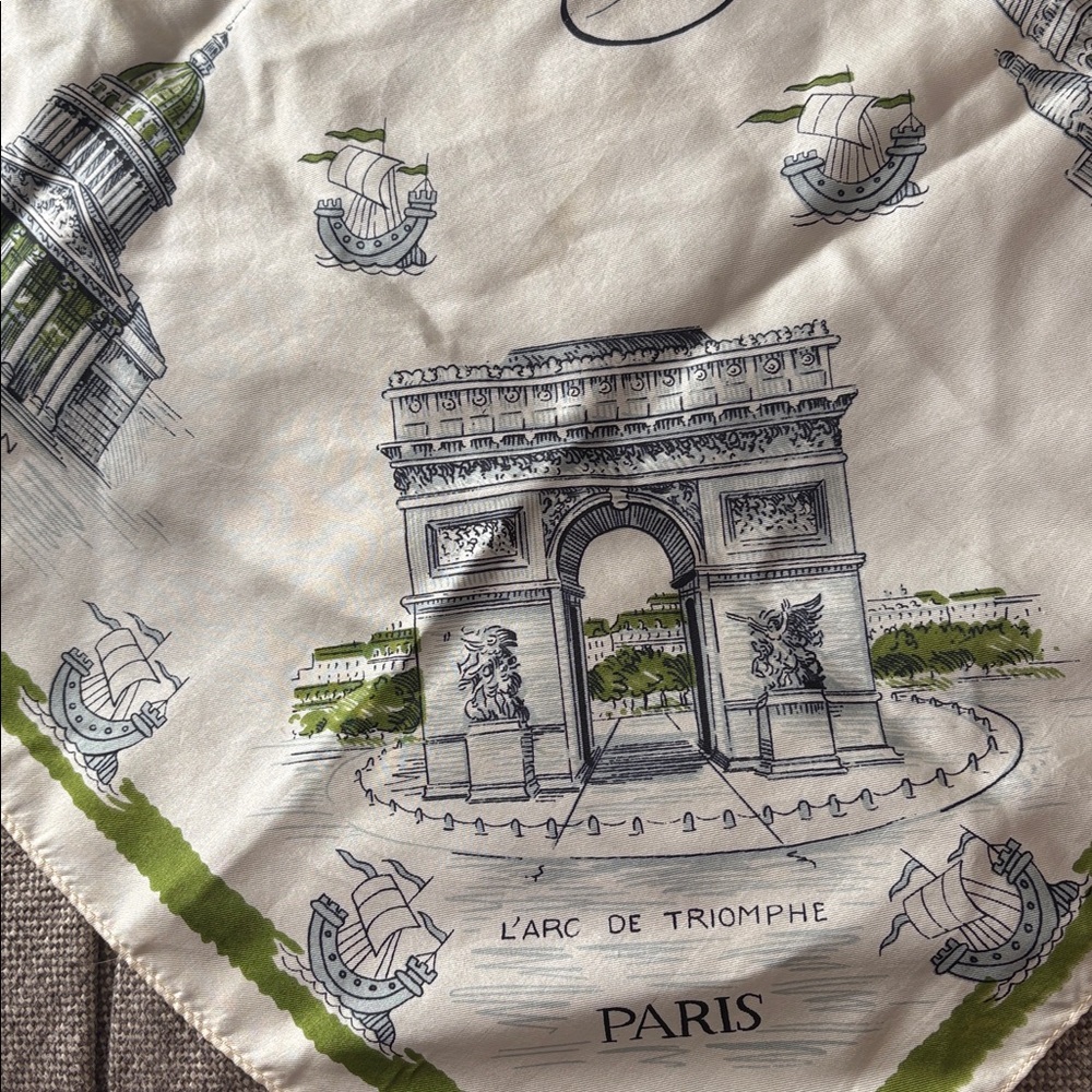 Vintage Silk French Paris Souvenir Scarf - Picture 5 of 8